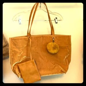 Gold velvet tote